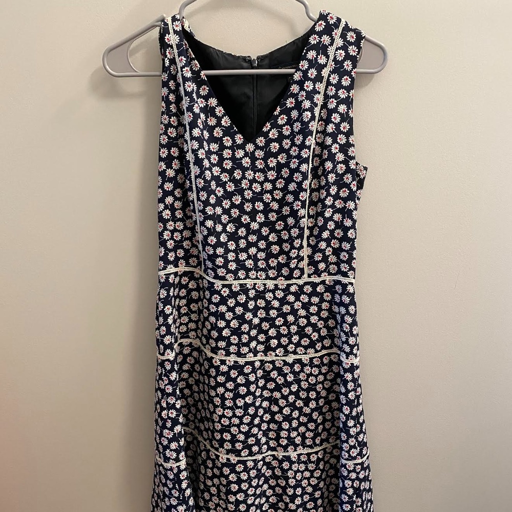 Brooks Brothers Navy V-Neck Daisy Dress